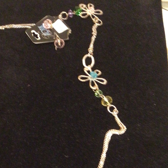 NWT Silver with colored stones earrings & necklace set - Picture 5 of 6